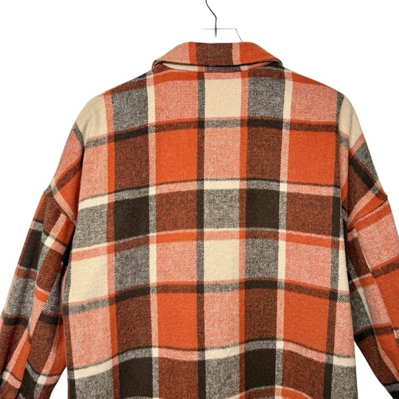 American Singer Orange Plaid Inspired By Cover Art Fall Oversized Shacket Sz M - Picture 12 of 14